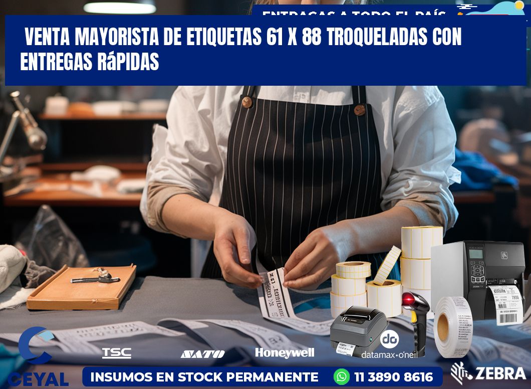 Venta mayorista de etiquetas 61 x 88 troqueladas con entregas rápidas