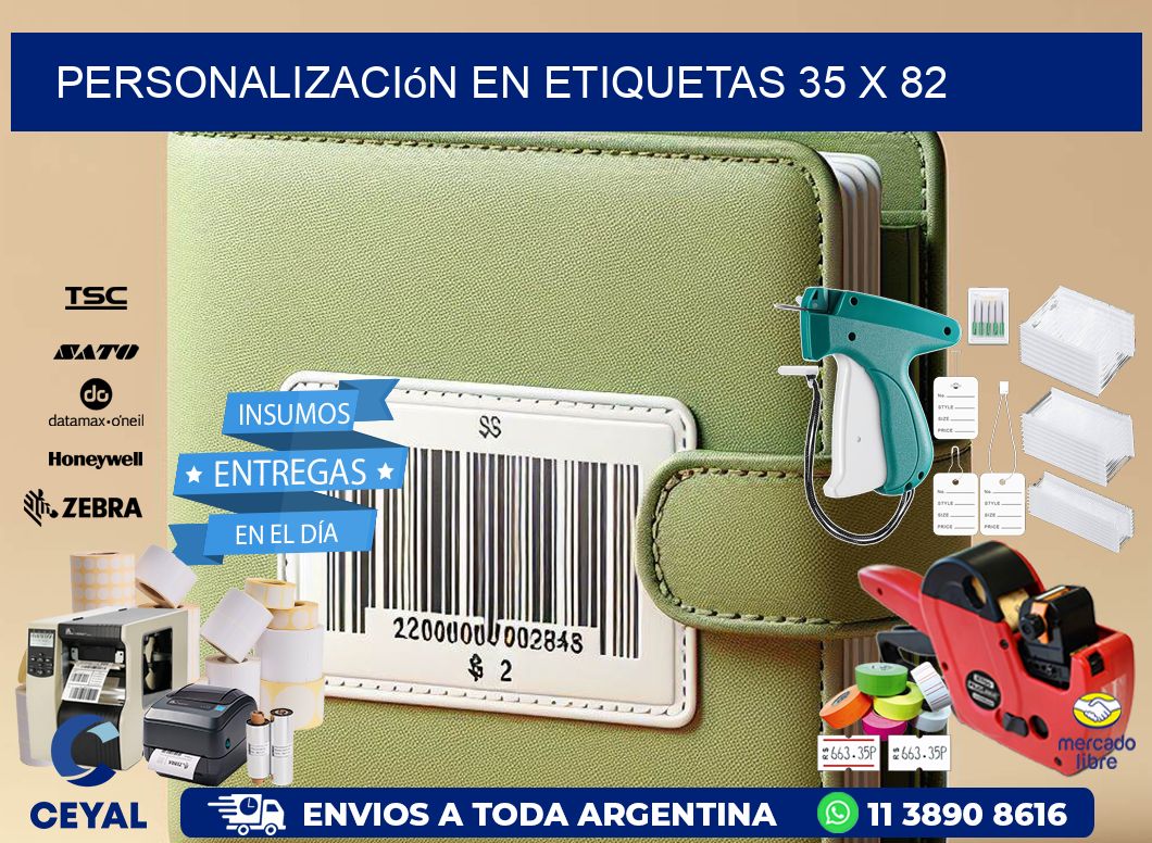personalización en etiquetas 35 x 82