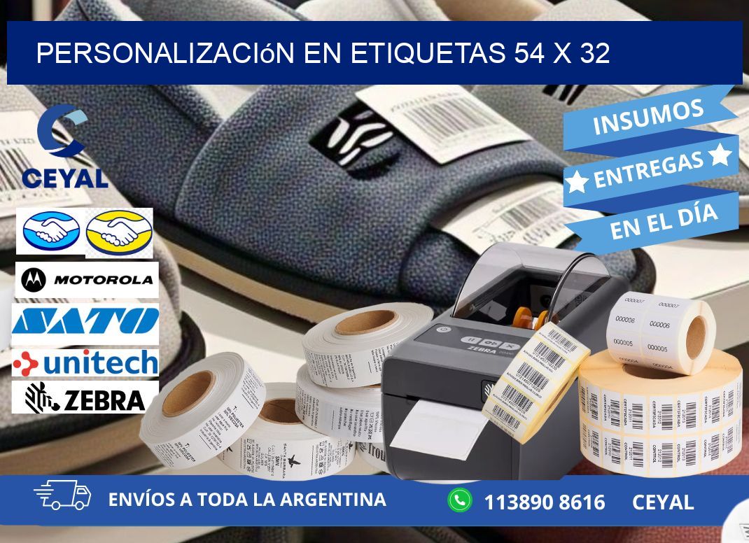 personalización en etiquetas 54 x 32