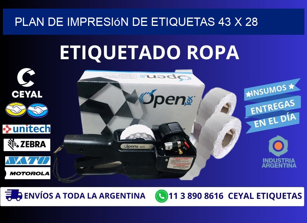 plan de impresión de etiquetas 43 x 28