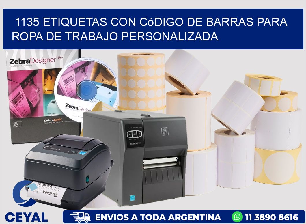 1135 Etiquetas con código de barras para ropa de trabajo personalizada