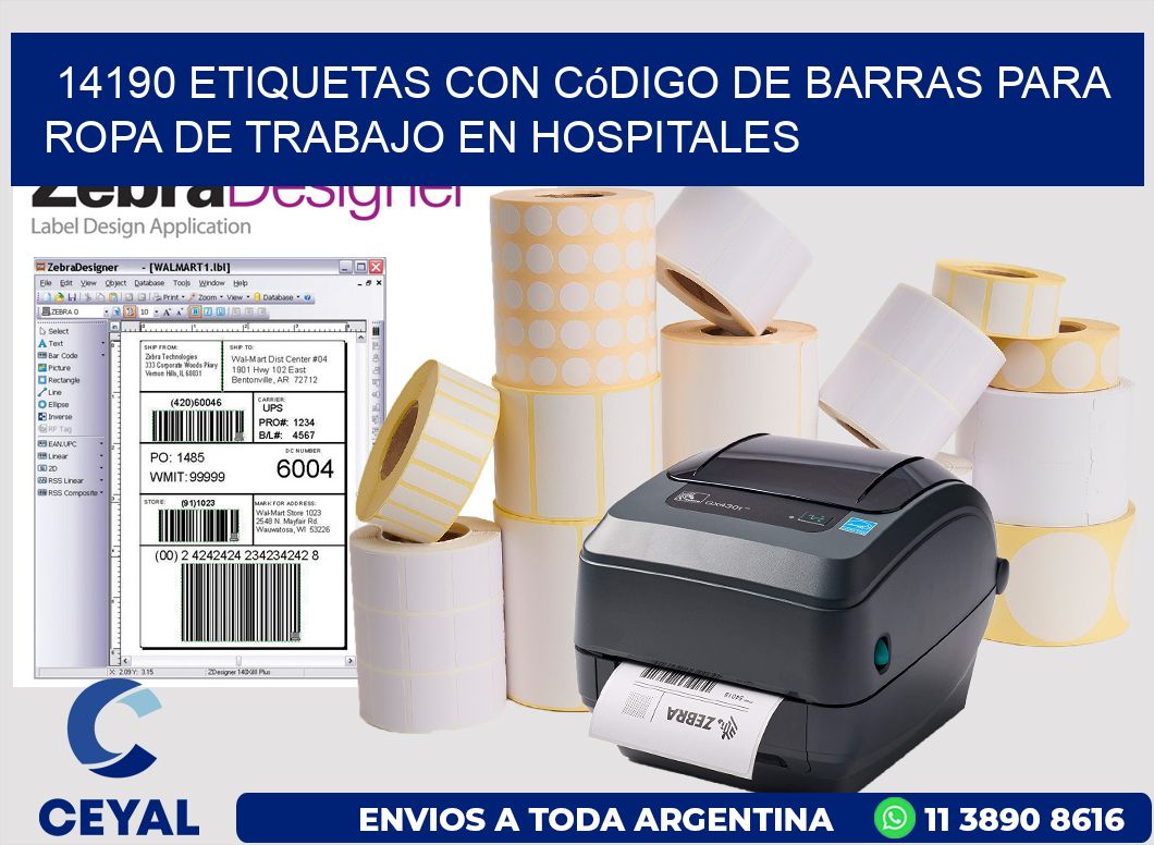 14190 Etiquetas con código de barras para ropa de trabajo en hospitales