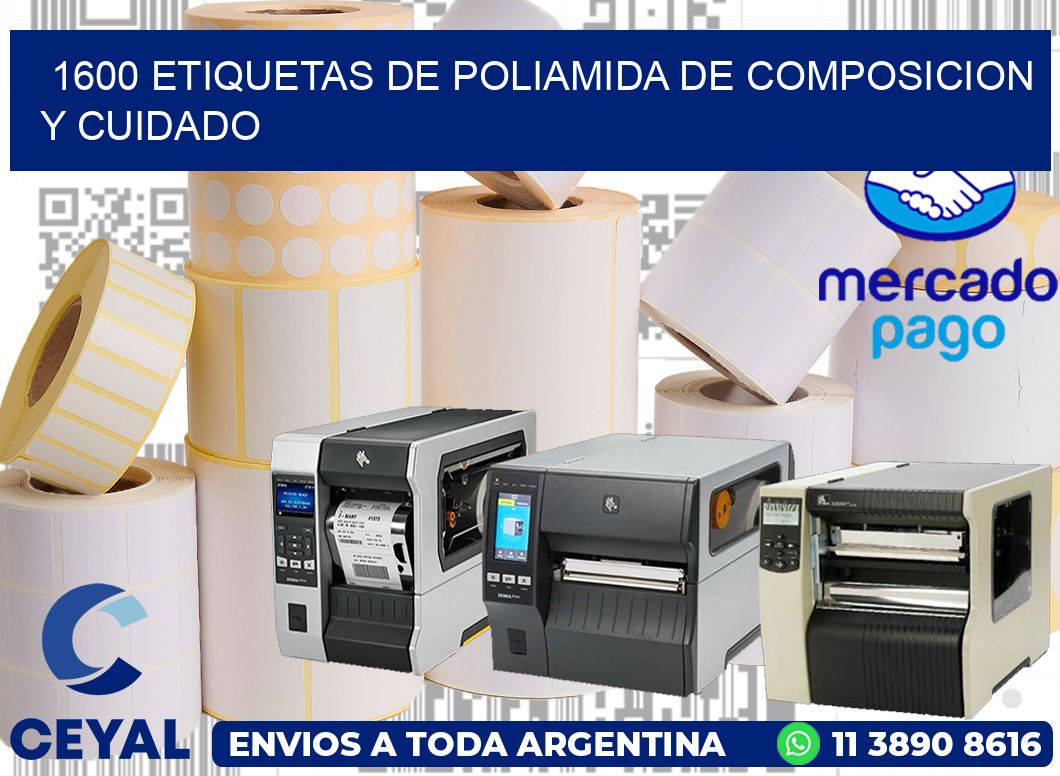 1600 etiquetas de poliamida de composicion y cuidado