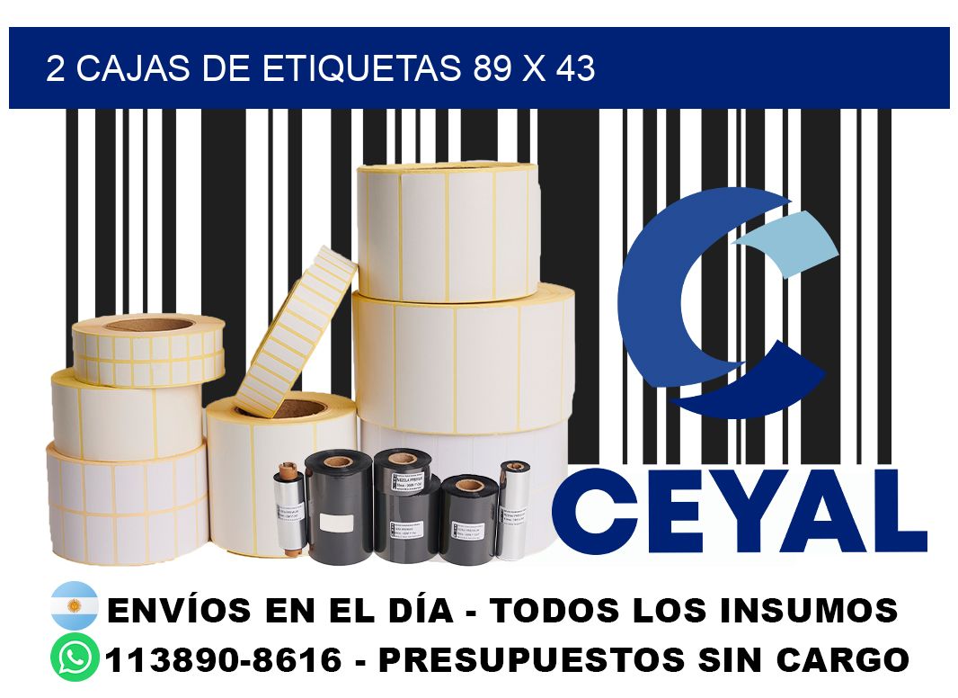 2 cajas de etiquetas 89 x 43