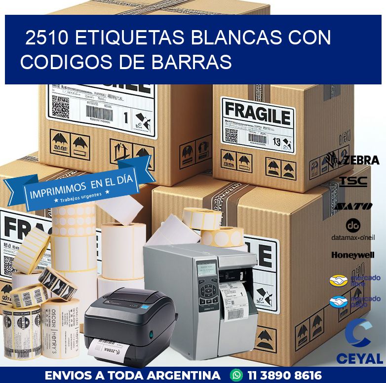 2510 etiquetas blancas con codigos de barras