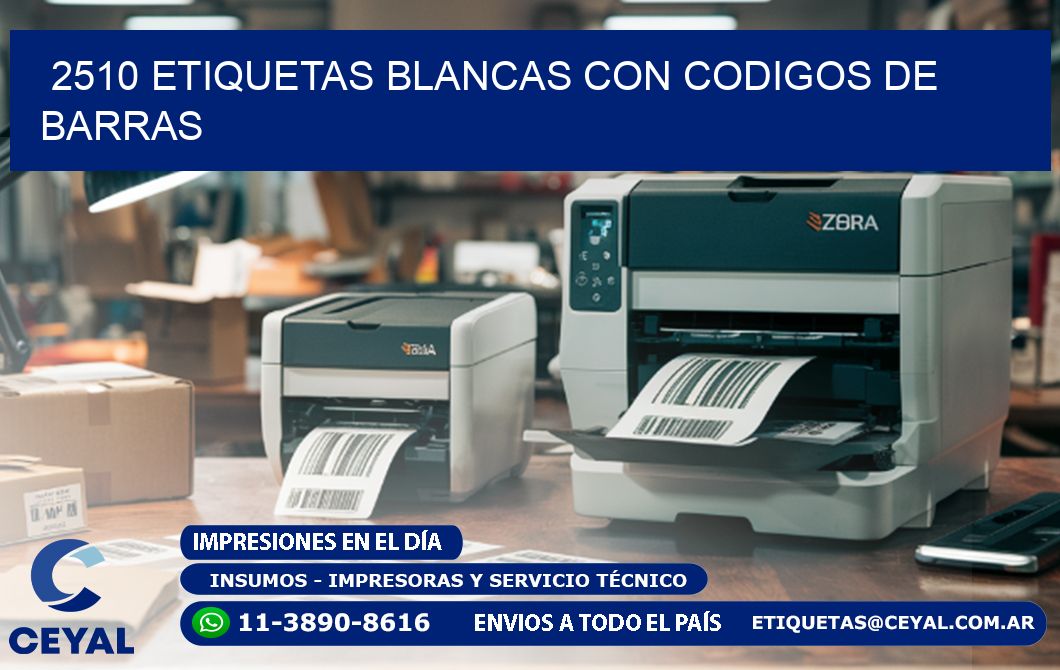 2510 etiquetas blancas con codigos de barras