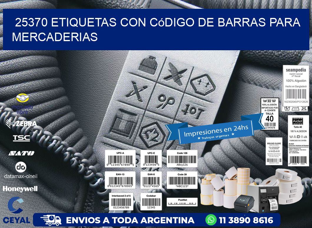 25370 etiquetas con código de barras para mercaderias