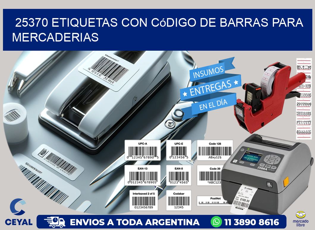 25370 etiquetas con código de barras para mercaderias