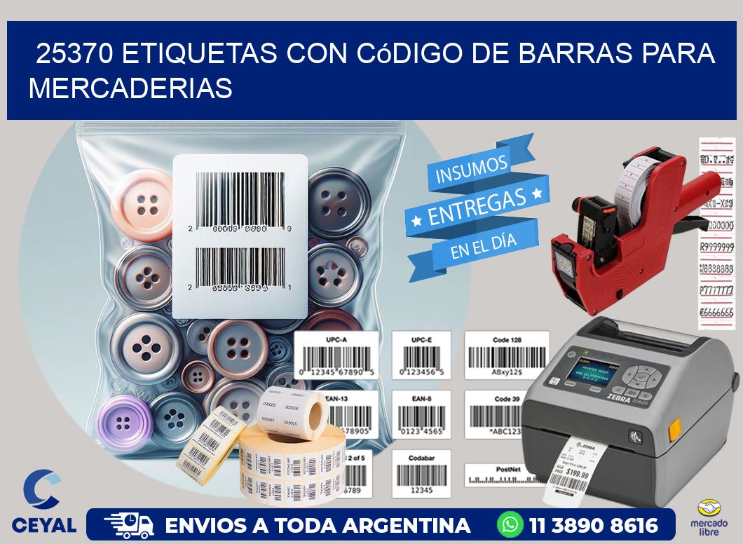 25370 etiquetas con código de barras para mercaderias