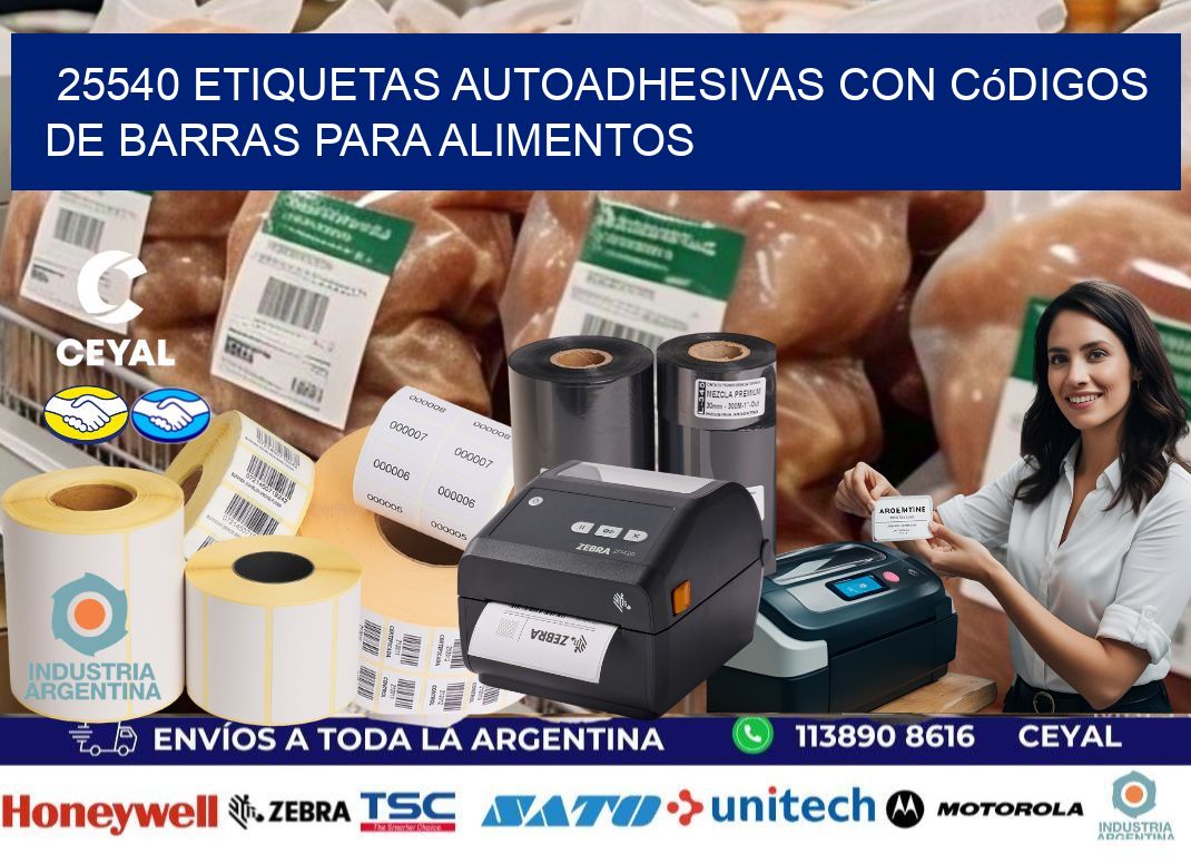 25540 Etiquetas autoadhesivas con códigos de barras para alimentos