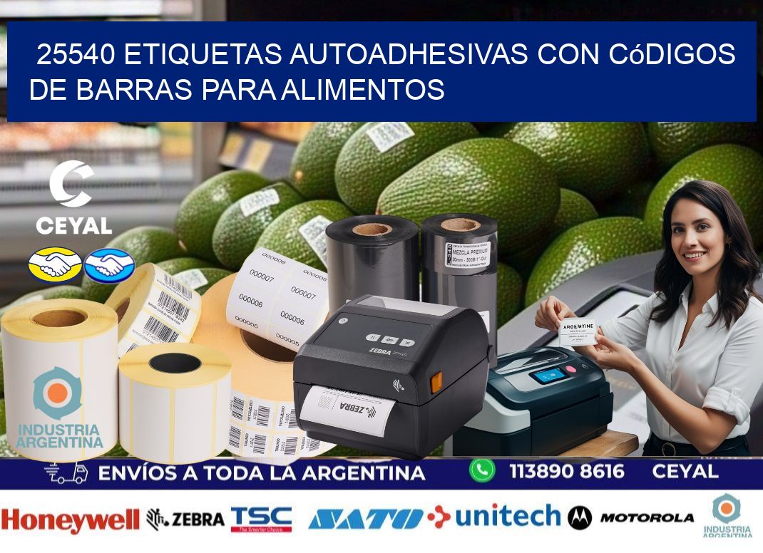 25540 Etiquetas autoadhesivas con códigos de barras para alimentos