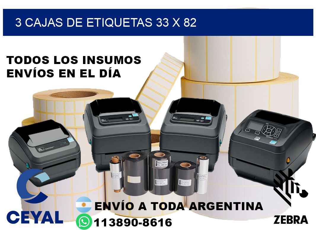 3 cajas de etiquetas 33 x 82