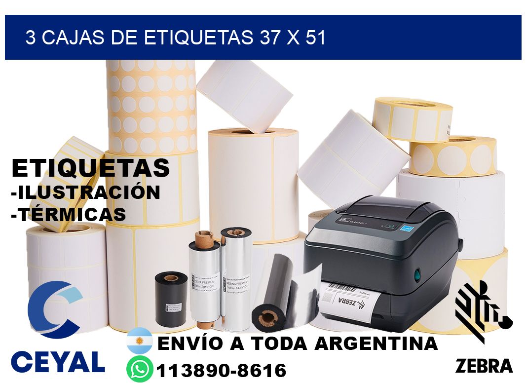 3 cajas de etiquetas 37 x 51