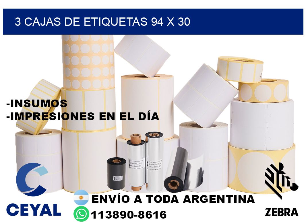 3 cajas de etiquetas 94 x 30