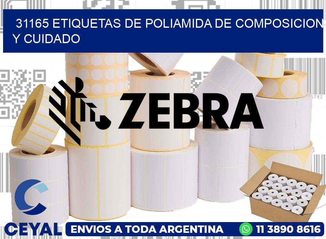 31165 etiquetas de poliamida de composicion y cuidado
