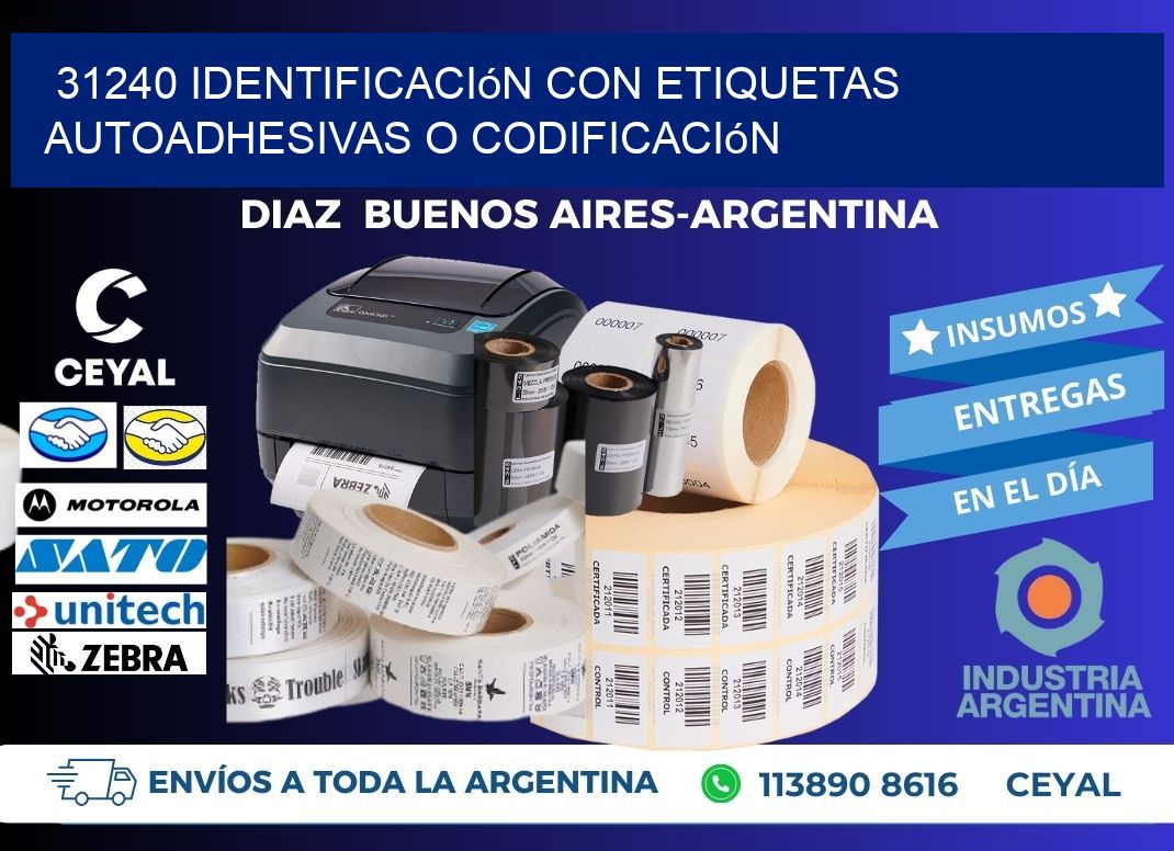 31240 identificación con etiquetas autoadhesivas o codificación