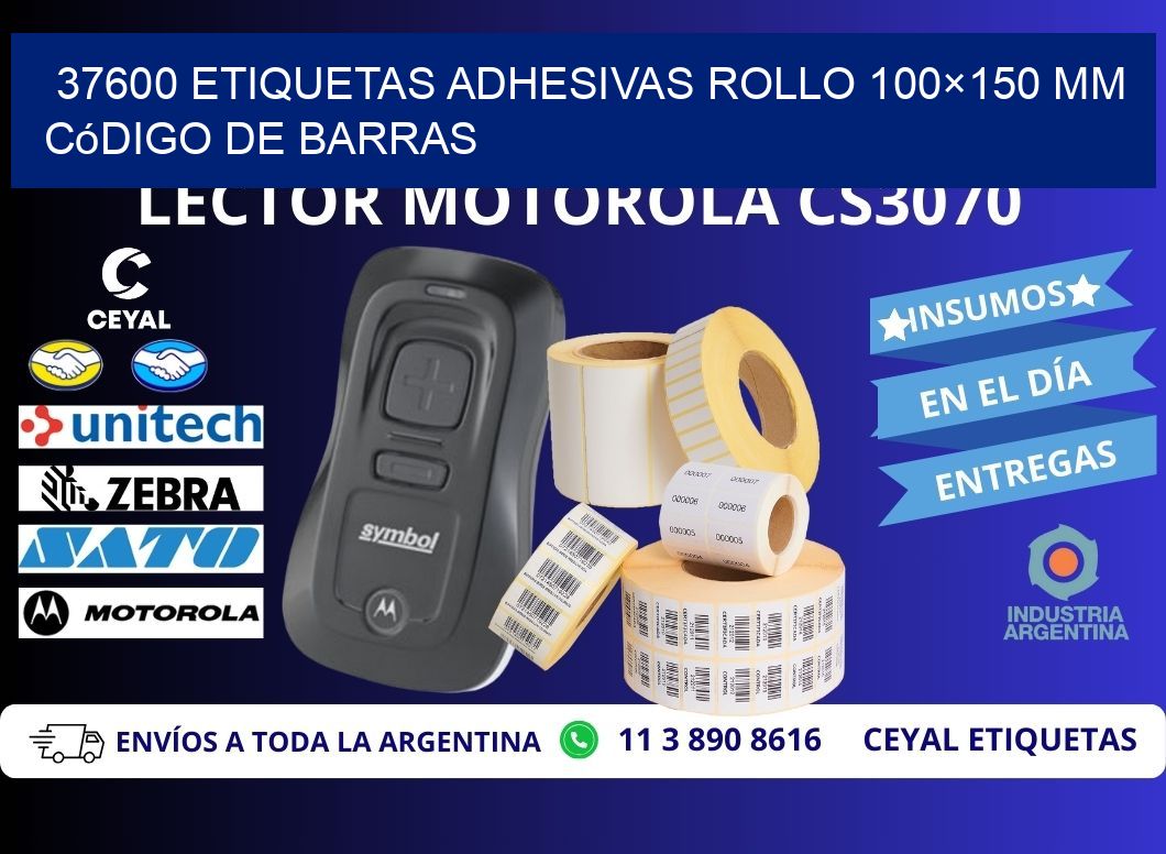 37600 etiquetas adhesivas rollo 100×150 mm código de barras
