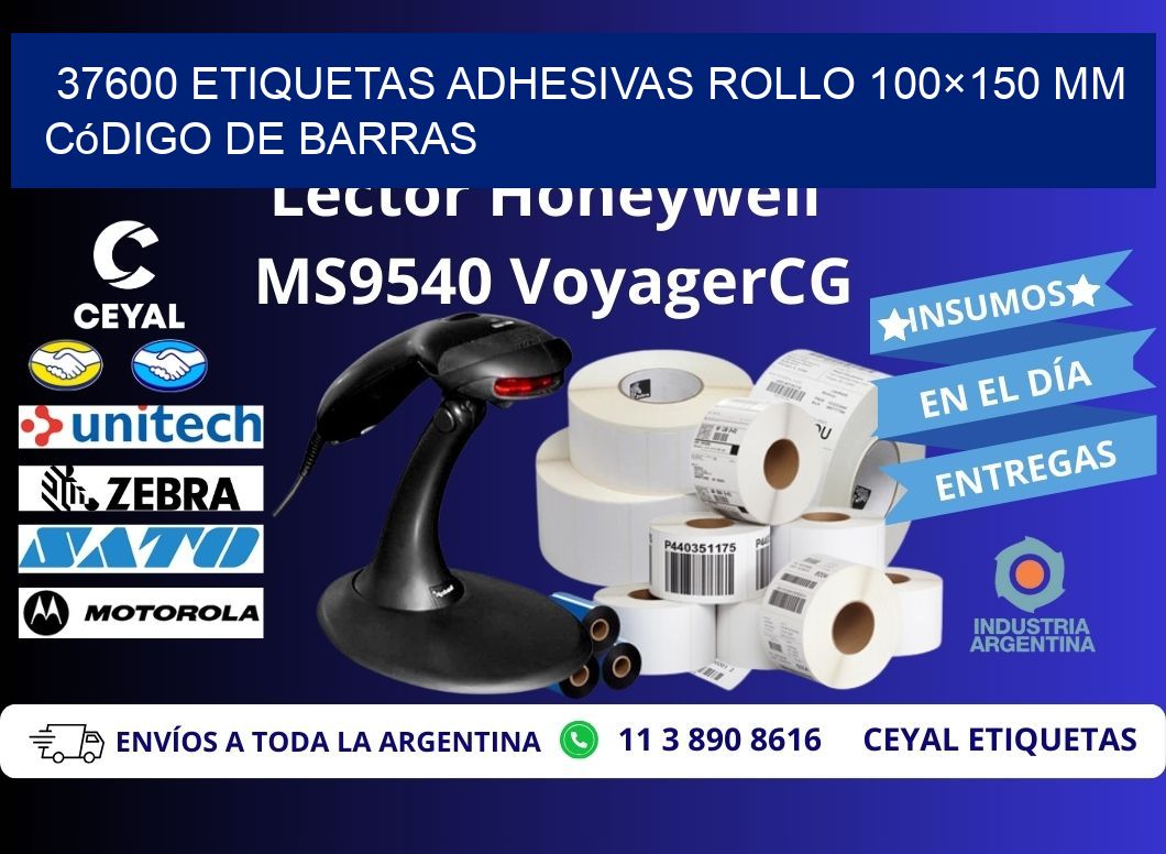 37600 etiquetas adhesivas rollo 100×150 mm código de barras