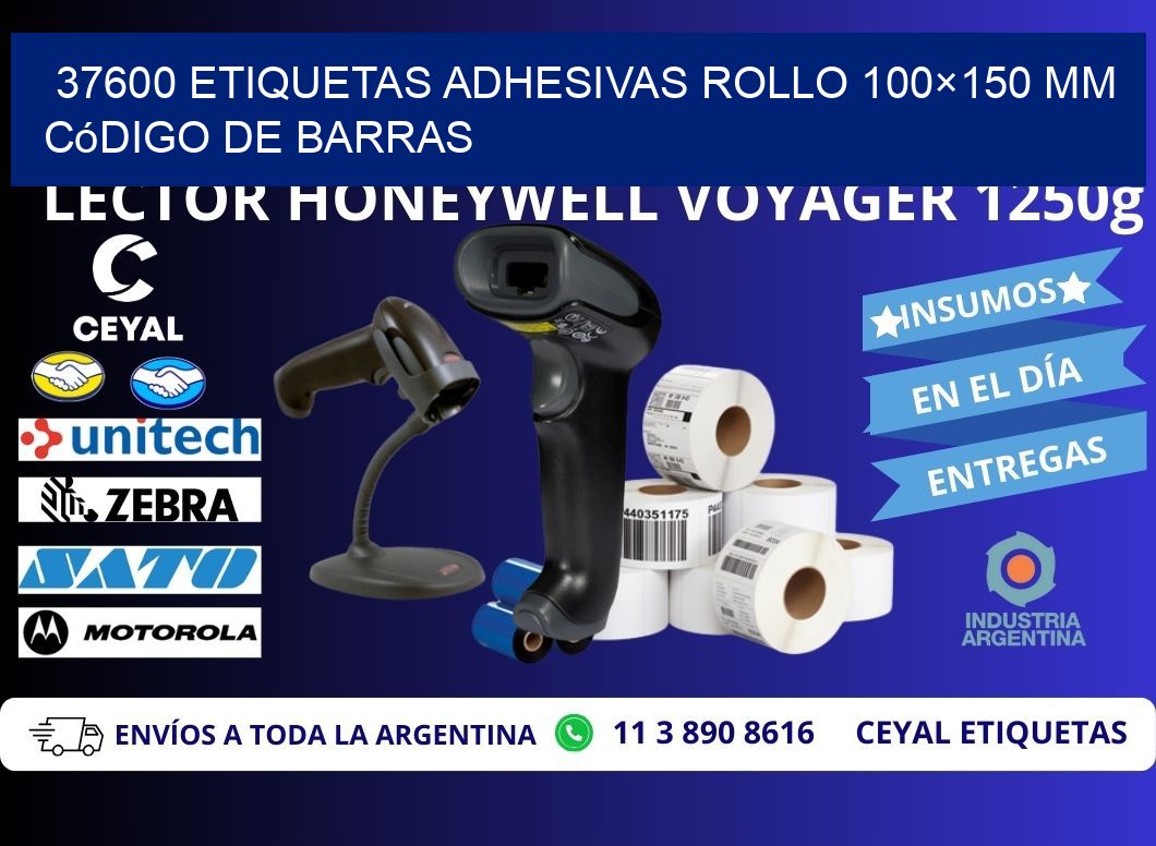 37600 etiquetas adhesivas rollo 100×150 mm código de barras