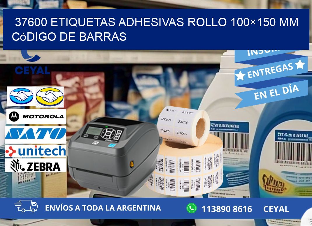 37600 etiquetas adhesivas rollo 100×150 mm código de barras