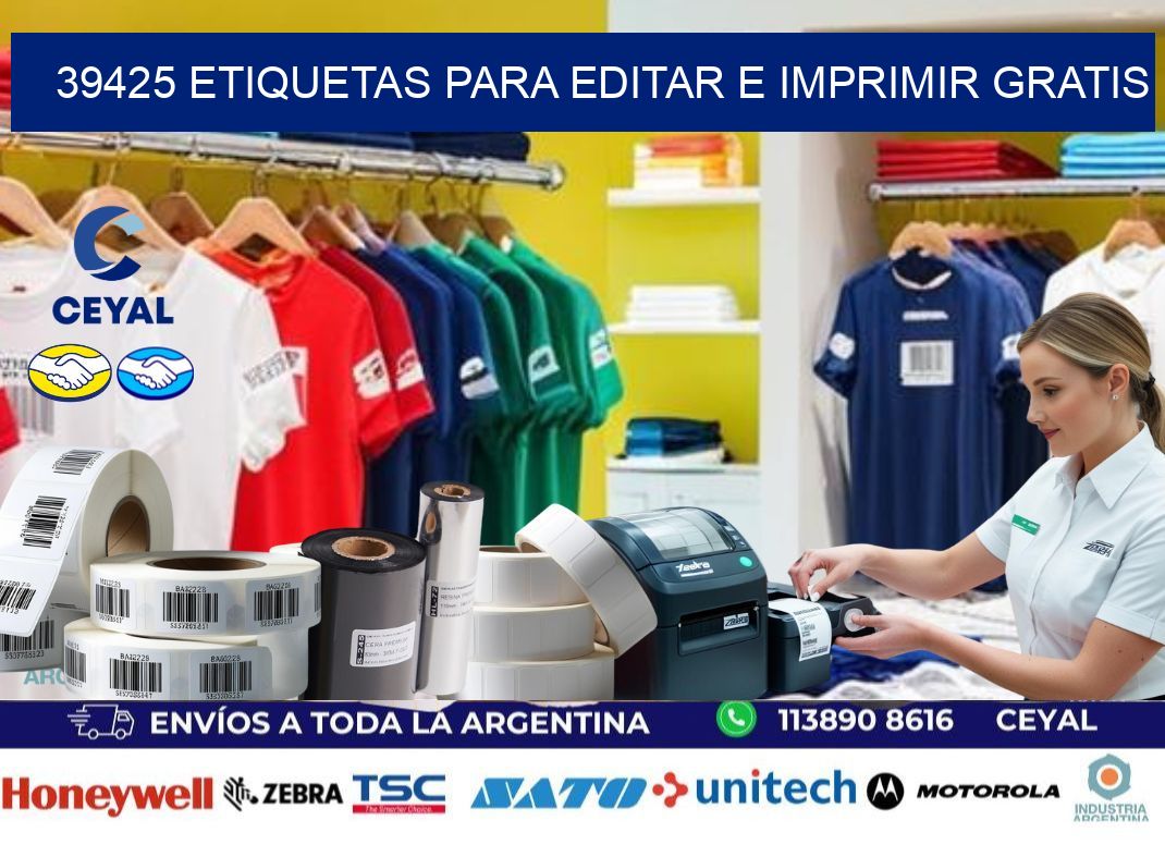 39425 Etiquetas para editar e imprimir gratis