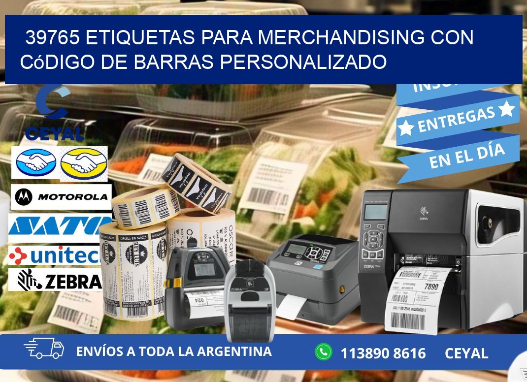39765 etiquetas para merchandising con código de barras personalizado