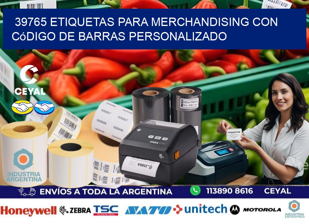 39765 etiquetas para merchandising con código de barras personalizado