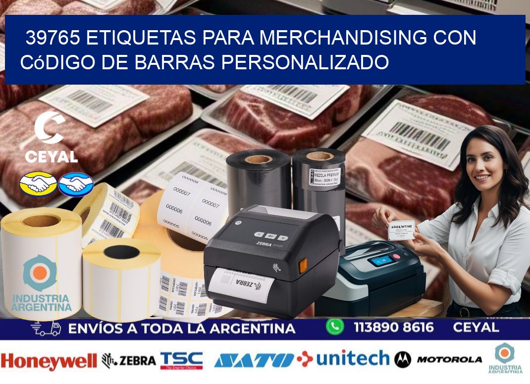 39765 etiquetas para merchandising con código de barras personalizado