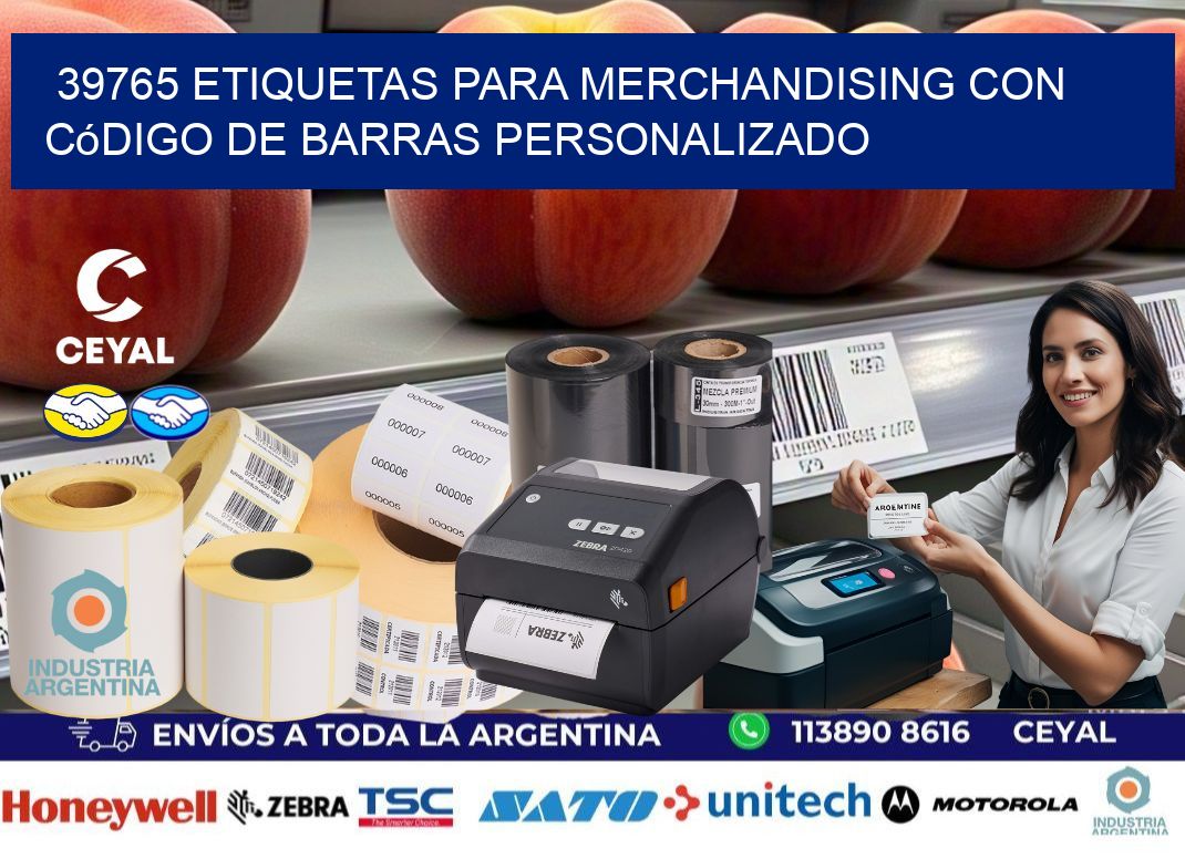 39765 etiquetas para merchandising con código de barras personalizado