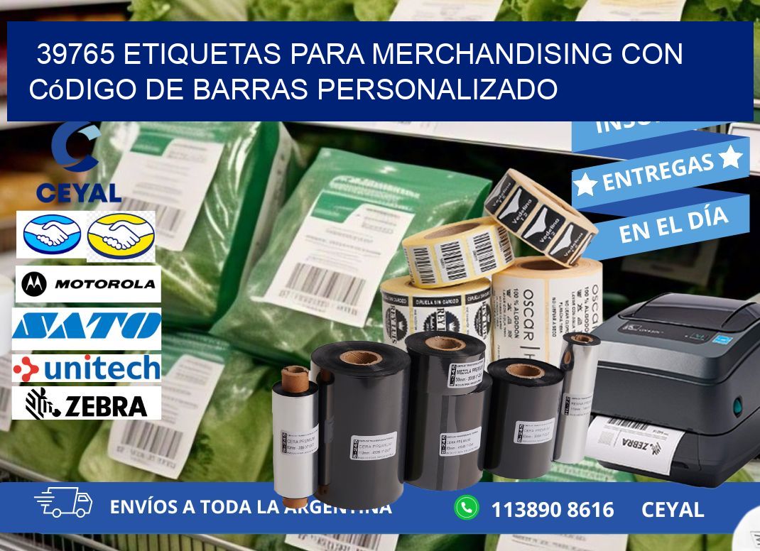 39765 etiquetas para merchandising con código de barras personalizado