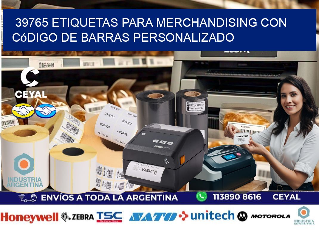 39765 etiquetas para merchandising con código de barras personalizado