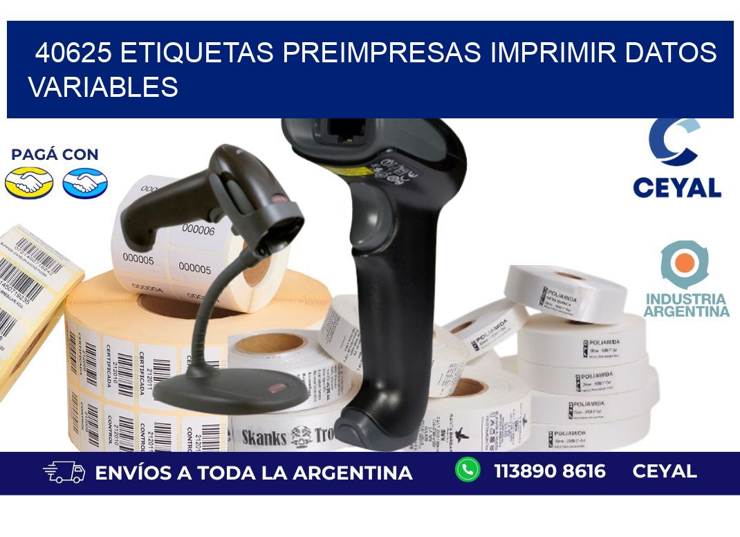 40625 Etiquetas preimpresas imprimir datos variables
