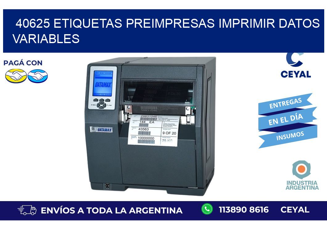 40625 Etiquetas preimpresas imprimir datos variables