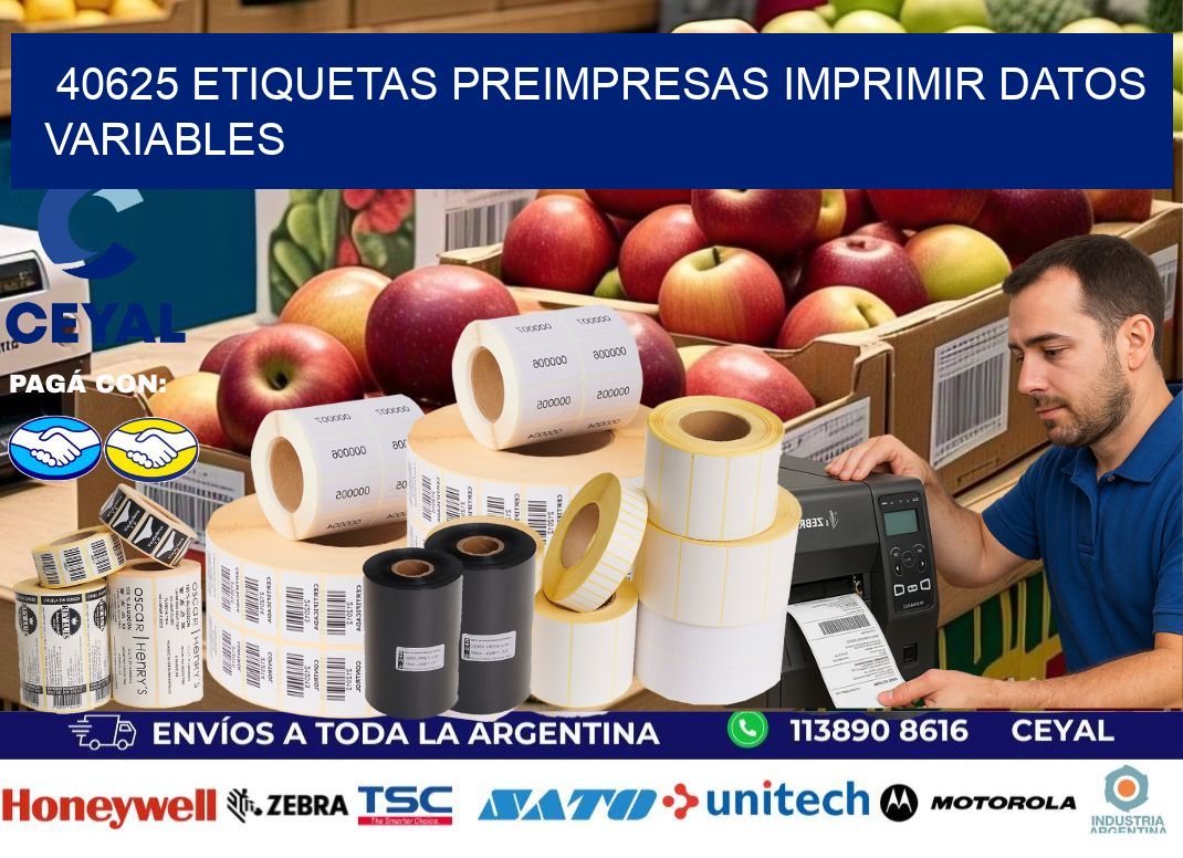 40625 Etiquetas preimpresas imprimir datos variables