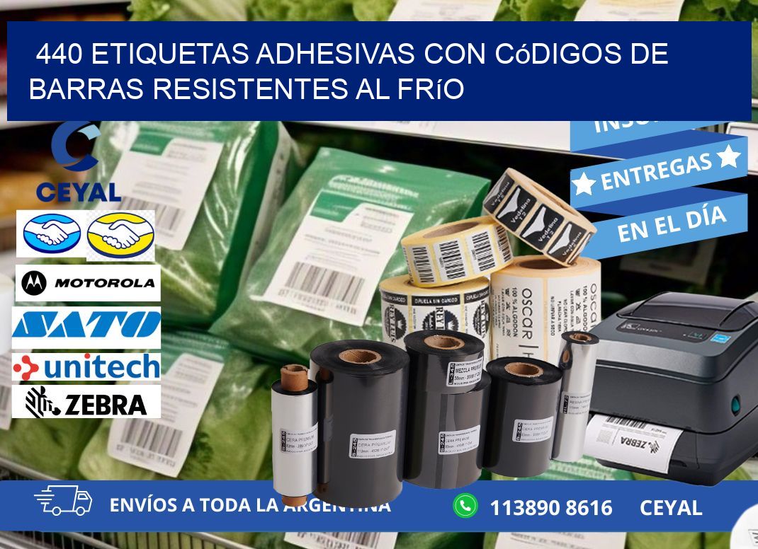 440 Etiquetas adhesivas con códigos de barras resistentes al frío