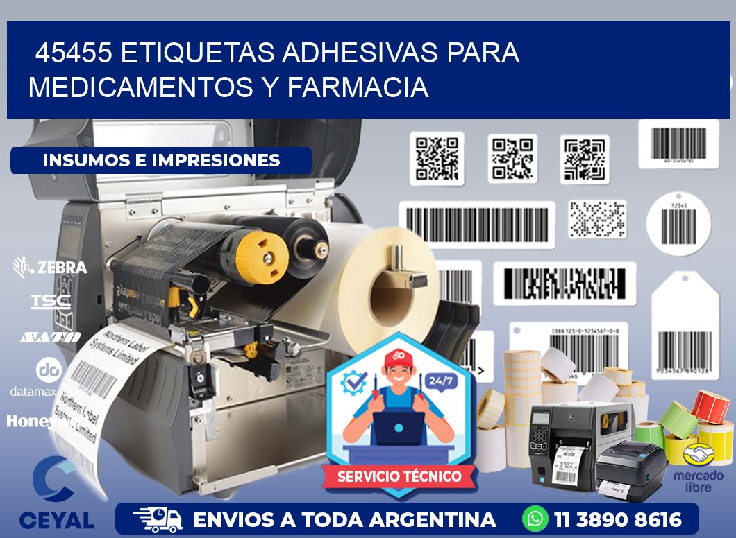 45455 Etiquetas adhesivas para medicamentos y farmacia