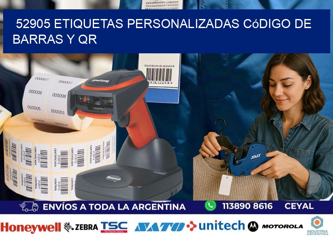52905 etiquetas personalizadas código de barras y QR