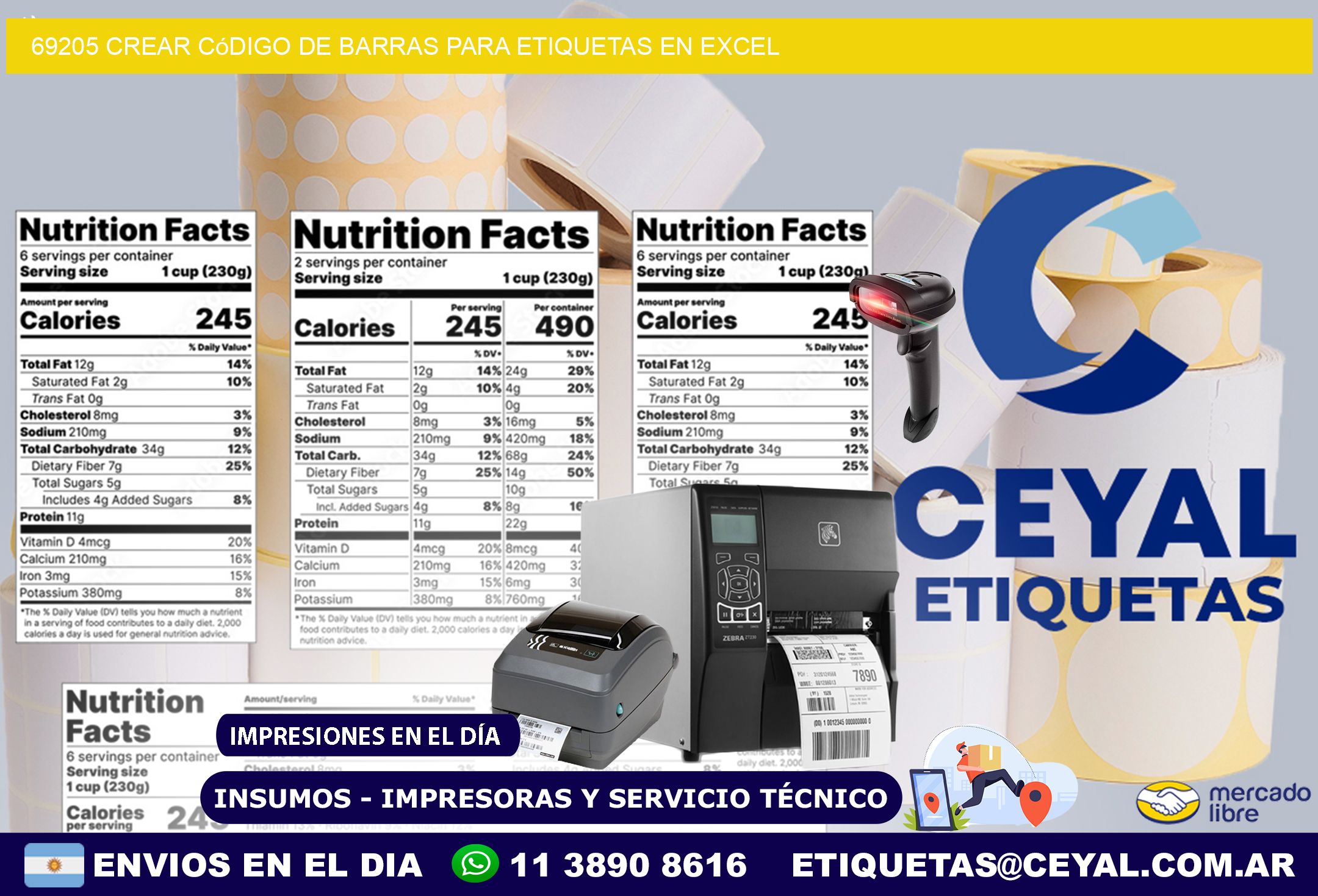 69205 Crear código de barras para etiquetas en Excel