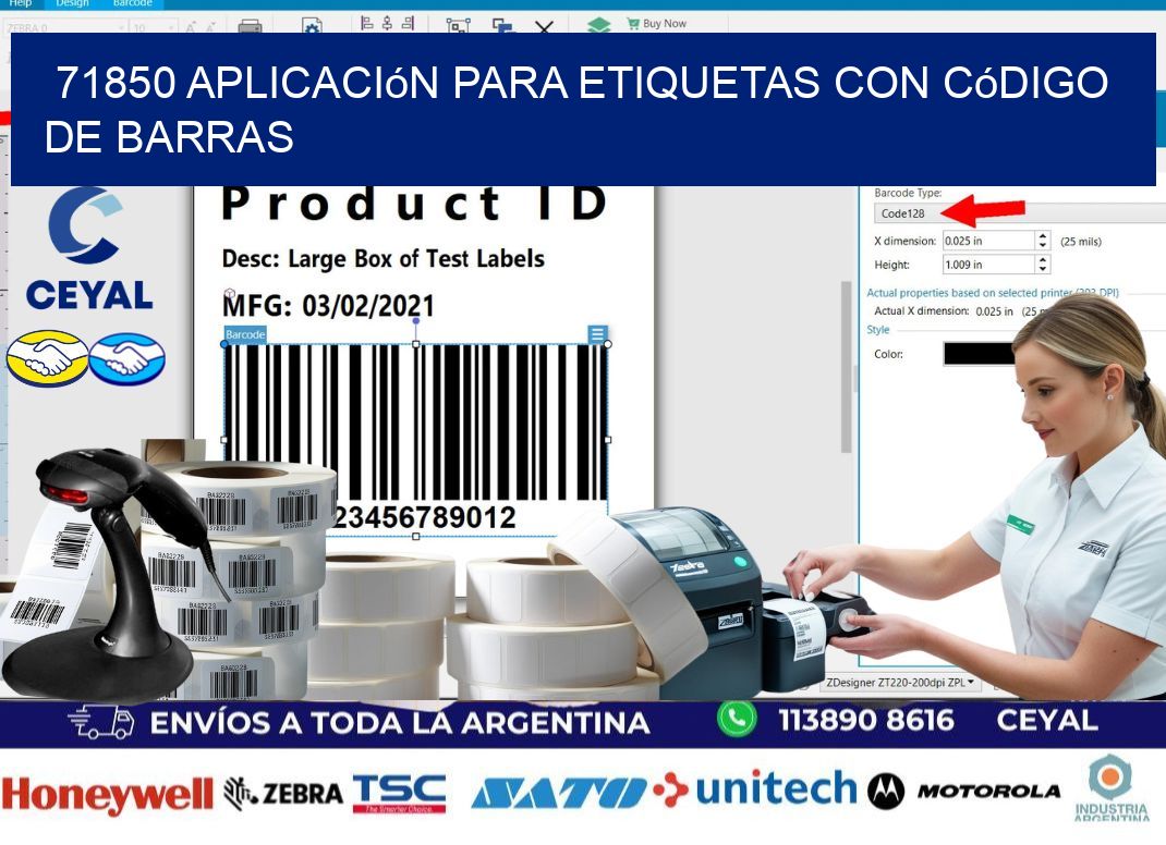 71850 Aplicación para etiquetas con código de barras