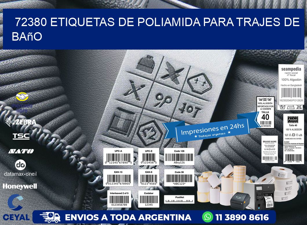 72380 etiquetas de poliamida para trajes de baño