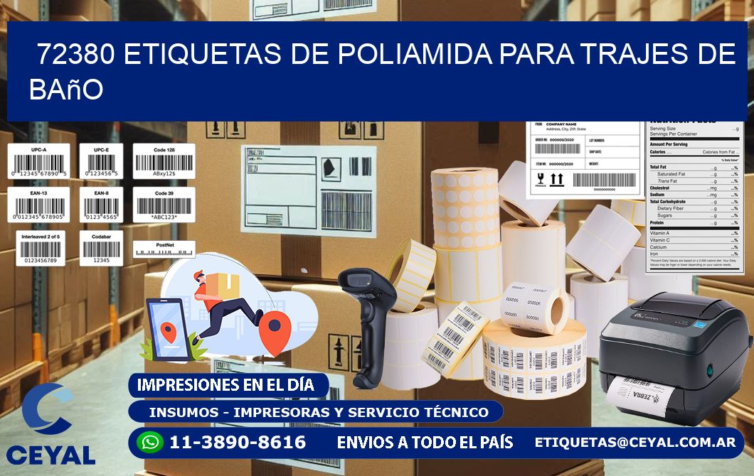72380 etiquetas de poliamida para trajes de baño