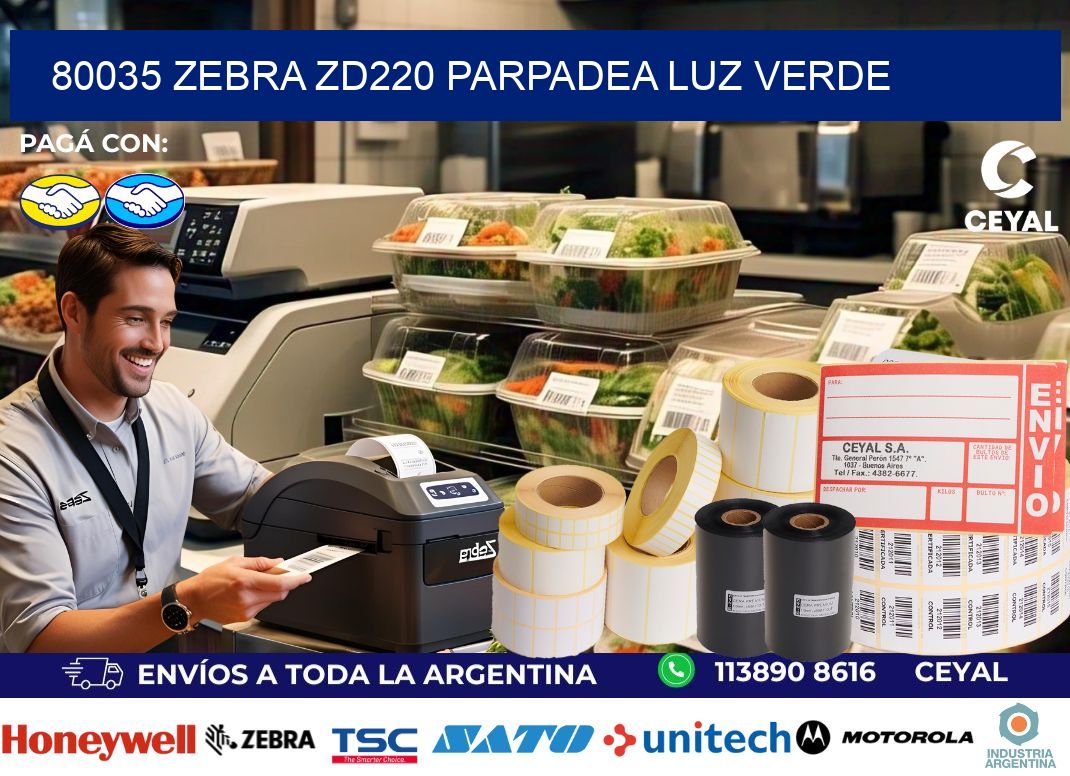 80035 Zebra ZD220 parpadea luz verde