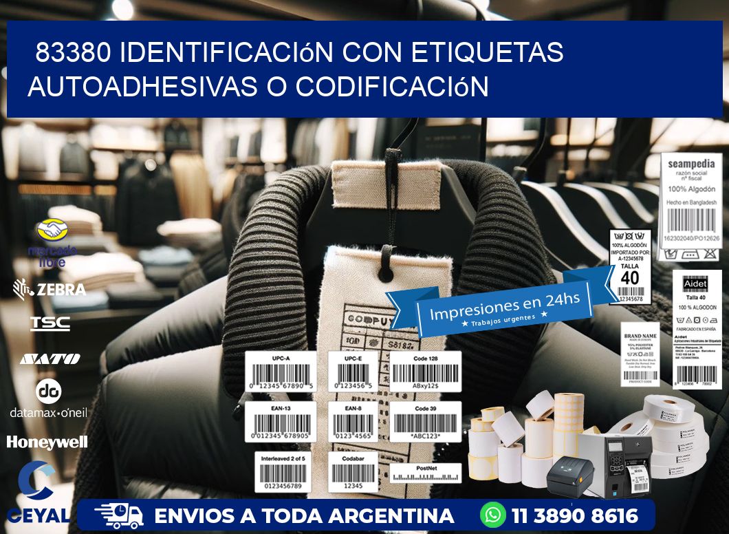 83380 identificación con etiquetas autoadhesivas o codificación