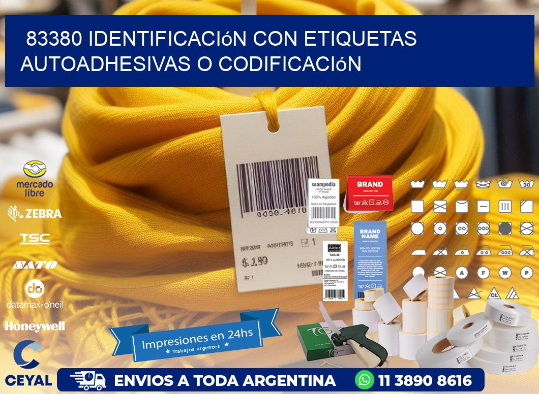 83380 identificación con etiquetas autoadhesivas o codificación