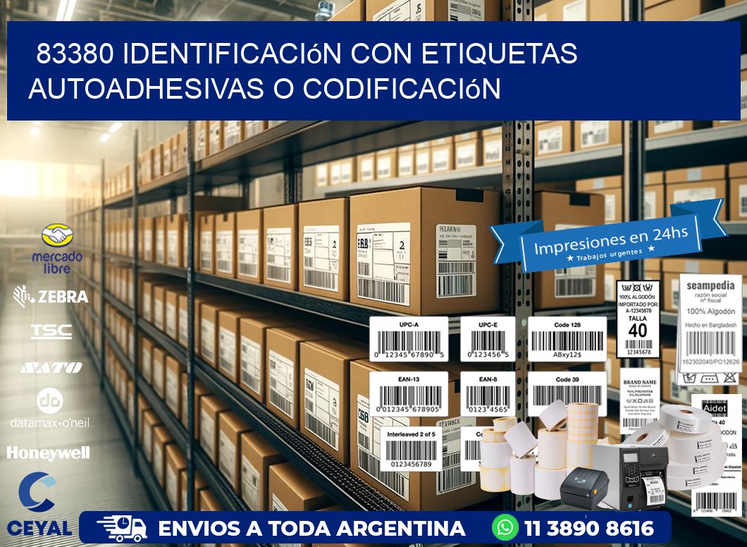 83380 identificación con etiquetas autoadhesivas o codificación