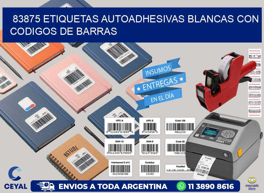 83875 etiquetas autoadhesivas blancas con codigos de barras
