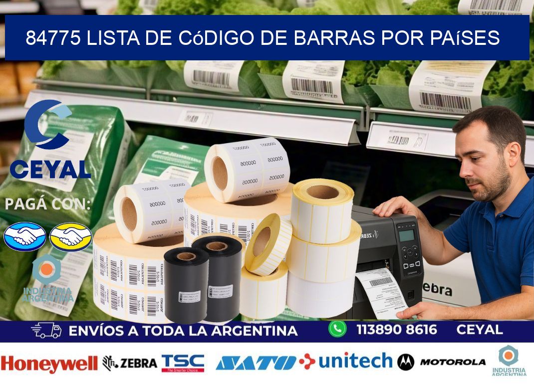 84775 Lista de código de barras por países