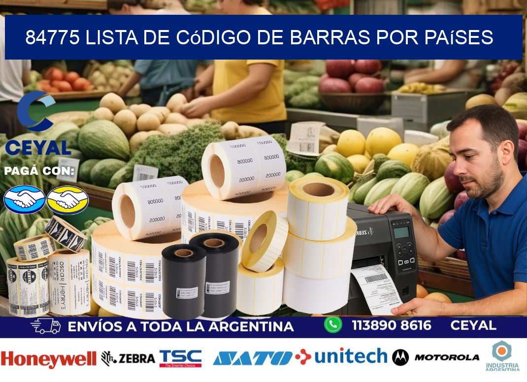 84775 Lista de código de barras por países