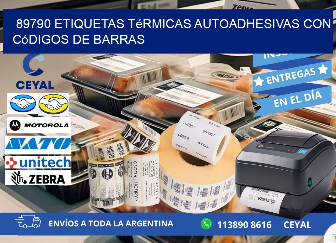 89790 Etiquetas térmicas autoadhesivas con códigos de barras