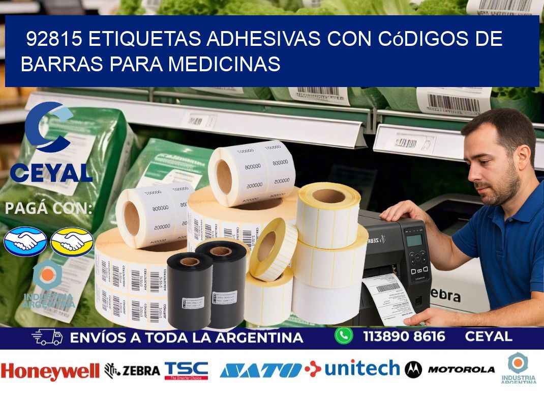 92815 etiquetas adhesivas con códigos de barras para medicinas